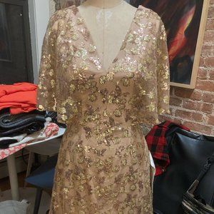 Dress the Population Roseanna Metallic Floral Midi Dress